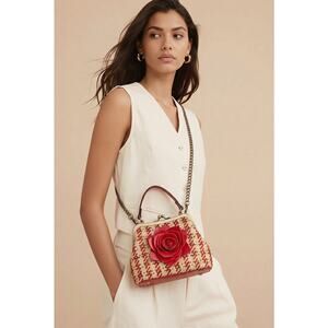 Patricia Nash Laureana Mini Raffia Kiss-Lock Crossbody Handbag Strawberry
